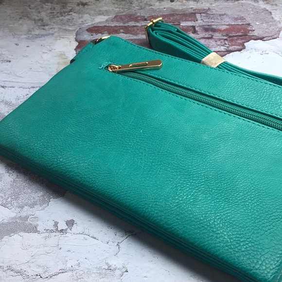 🆕Teal Green Color Crossbody or Shoulder Purse Flap magnetic snap closure - Picture 7 of 11
